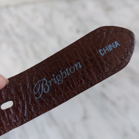 Brighton Women's Black Leather Coconut Shell Buckle Belt small/30" length - Picture 5 of 7